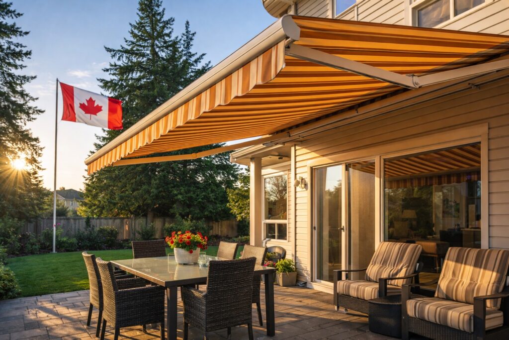 Retractable patio awnings